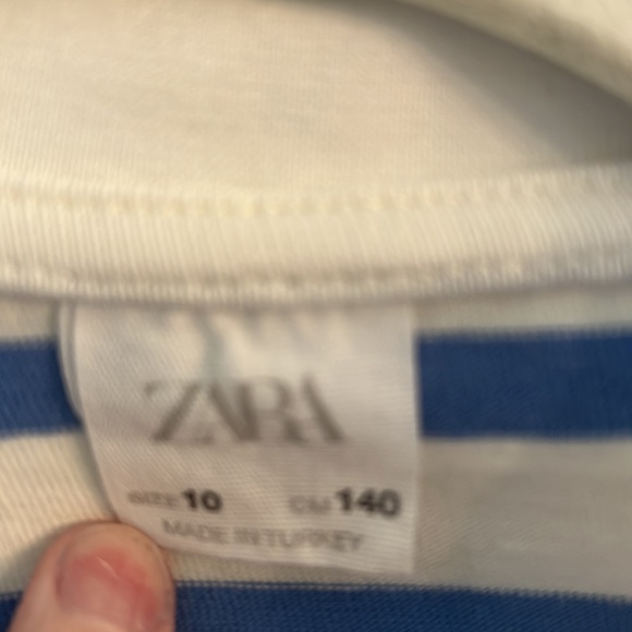 Zara cropped blue and white stripe polo - Picture 2 of 2